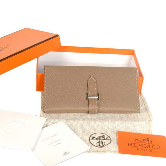 High Quality Hermes Bearn Japonaise Original Leather Wallet H8033 Grey Fake - Click Image to Close